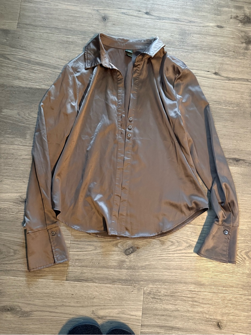 wild fable Brown Satin Button-Up Shirt